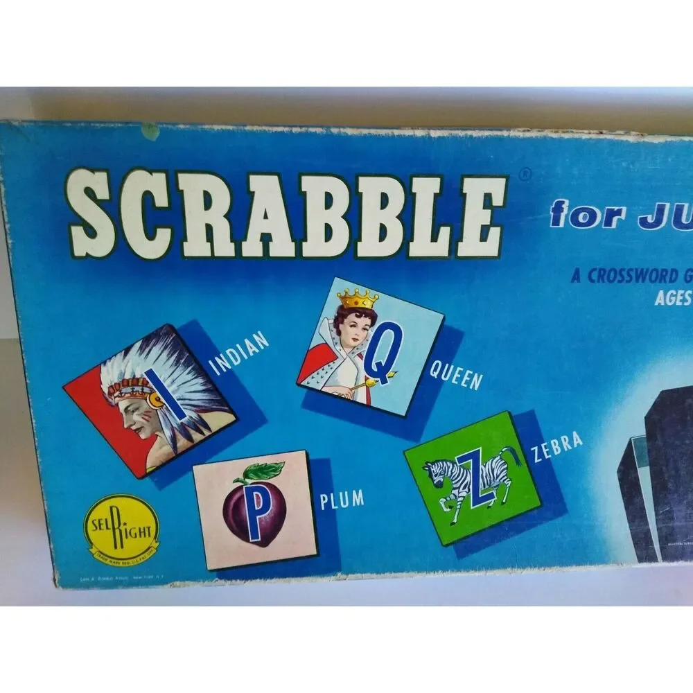 Scrabble for Juniors Board Game Selchow Righter Vintage 1958 Sel Right